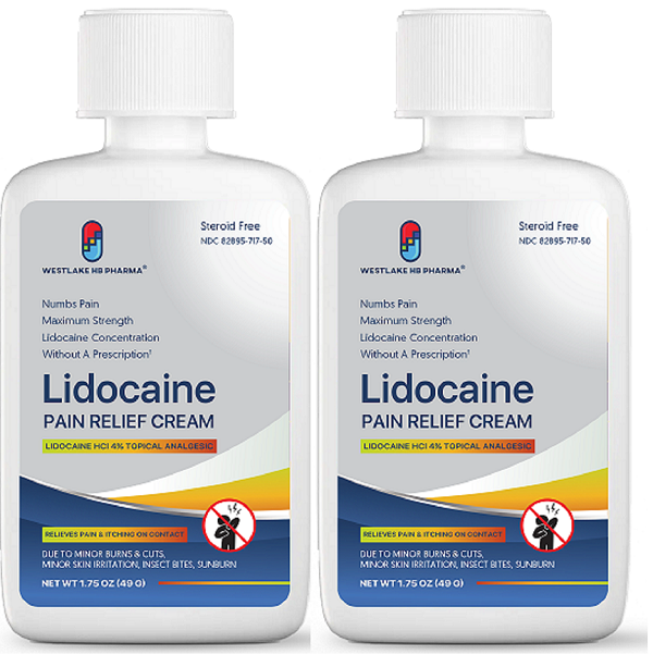Westlake Lidocaine 4% Pain Relief Cream | Numbs Away Pain and Itch, Maximum OTC Strength | 2 Pack…