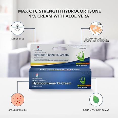Westlake Maximum Strength Anti-Itch Cream with Soothing Aloe, Hydrocortisone 1% Cream, Itch Relief for Bug Bites, Eczema, Psoriasis, Poison Ivy, Oak and Sumac, 1 oz (Pack of 2)