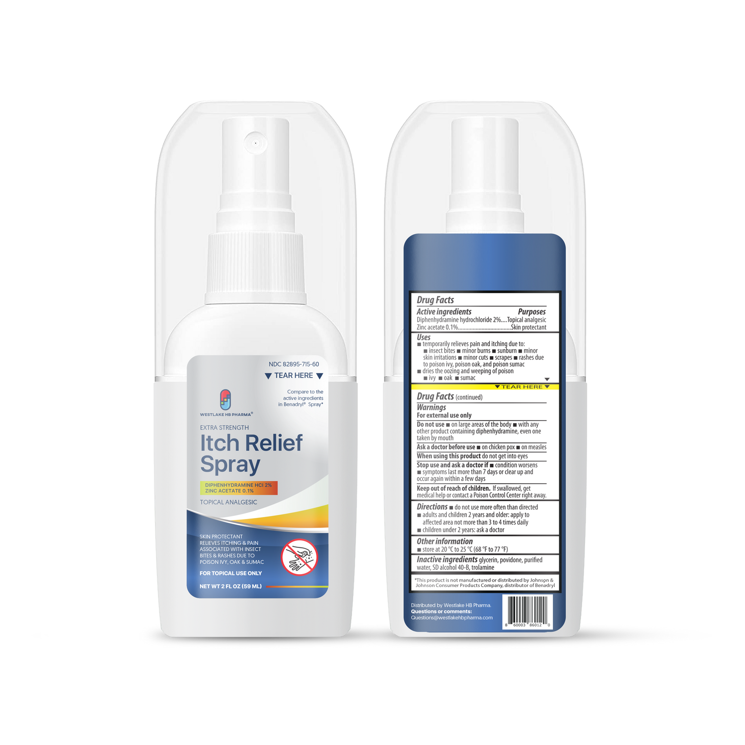 Westlake Extra Strength Itch Relief Spray | Relieves Pain and Itching of Insect Bites, Poison Ivy, Sunburn, Minor Cuts - 2PK - Westlake HB Pharma