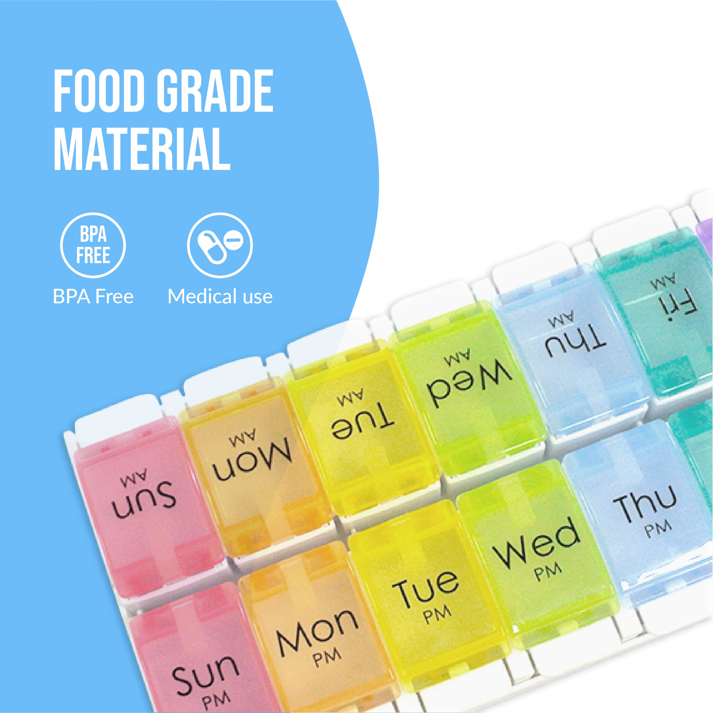 Renoir Weekly (7-Day) AM/PM Push Button Pill Organizer and Planner (XL) | Arthritis Friendly - Westlake HB Pharma