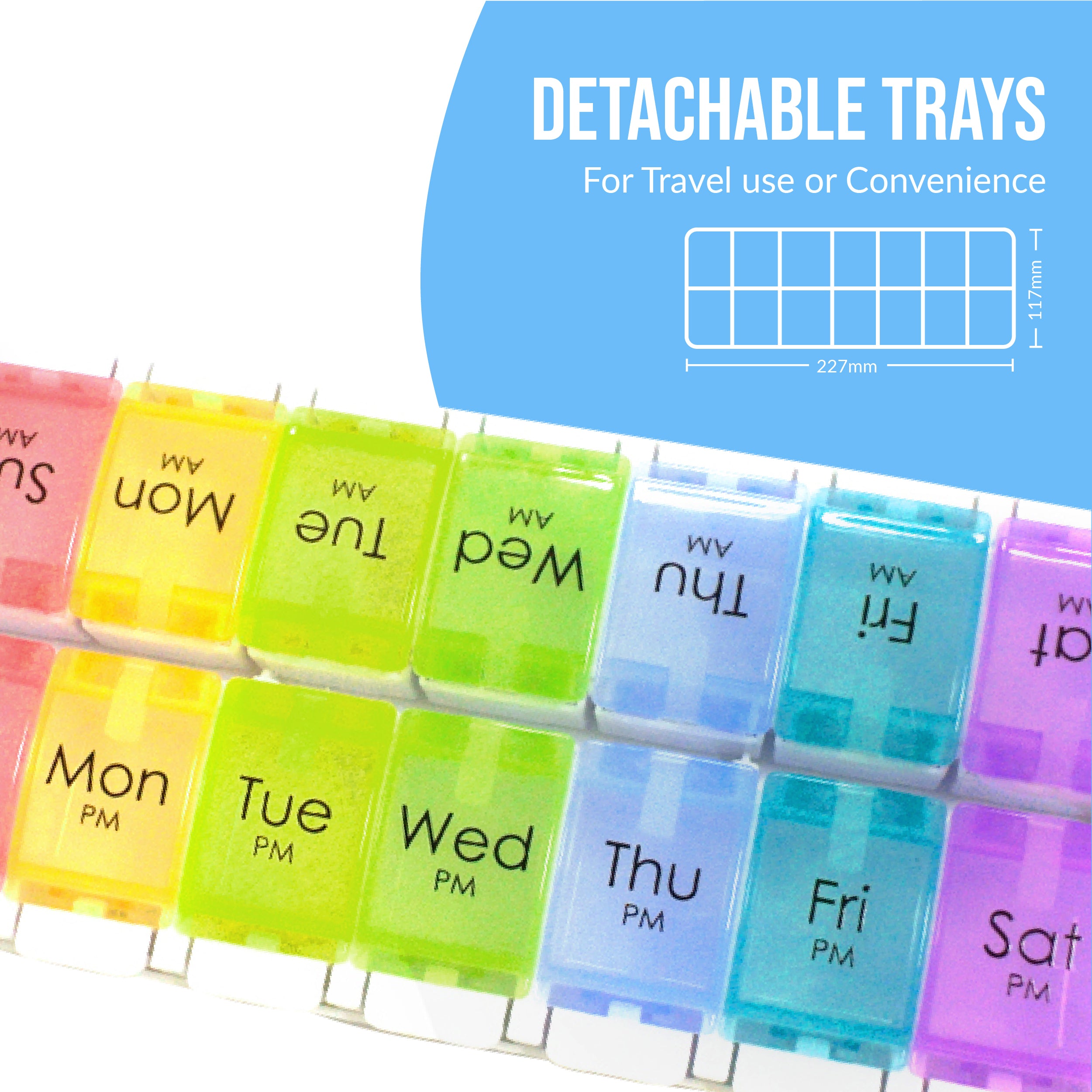 Renoir Weekly (7-Day) AM/PM Push Button Pill Organizer and Planner (XL) | Arthritis Friendly - Westlake HB Pharma