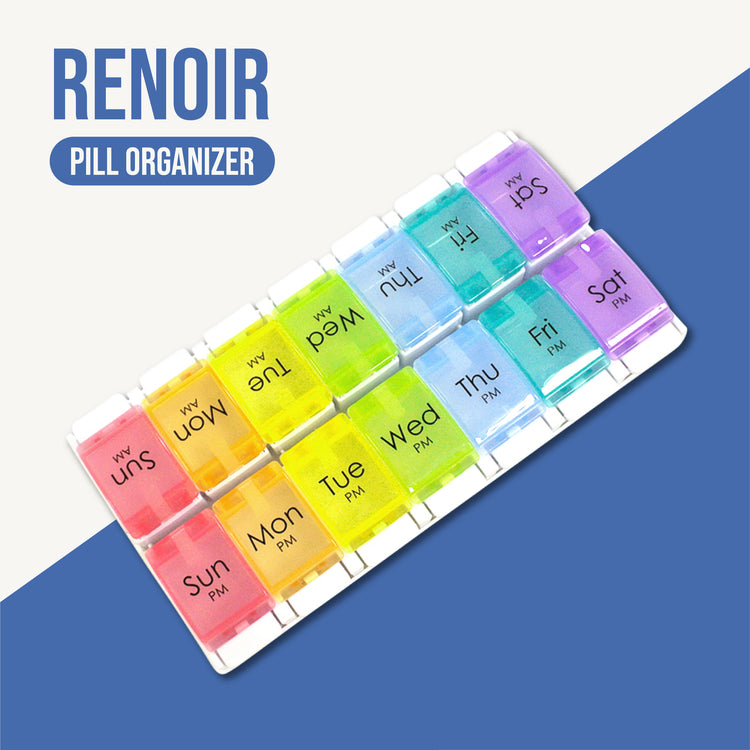 Renoir Weekly (7-Day) AM/PM Push Button Pill Organizer and Planner (XL) | Arthritis Friendly - Westlake HB Pharma